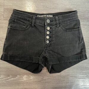 Express Jean Shorts Black High Rise Button Fly Size 4